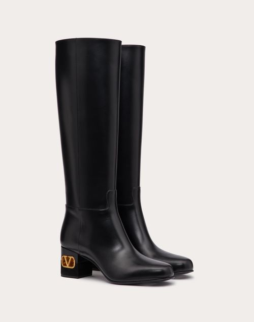 Valentino Garavani - Valentino Garavani Heritage Calfskin Boot 60mm - Black - Woman - Boots