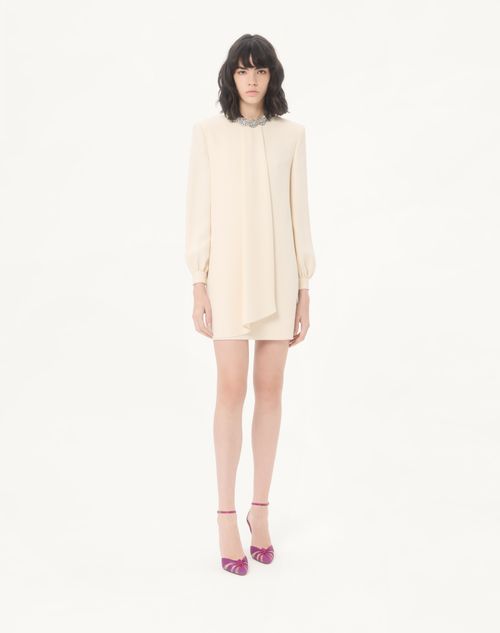 Valentino - Abito In Cady Couture Ricamato - Corallo/silver - Donna - Abiti