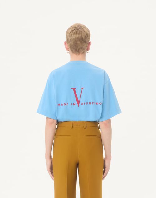 Valentino - Valentino Cotton T-shirt With Love Dances On The Abyss & Made In Valentino Print - Sky Blue - Man - T-shirts And Sweatshirts