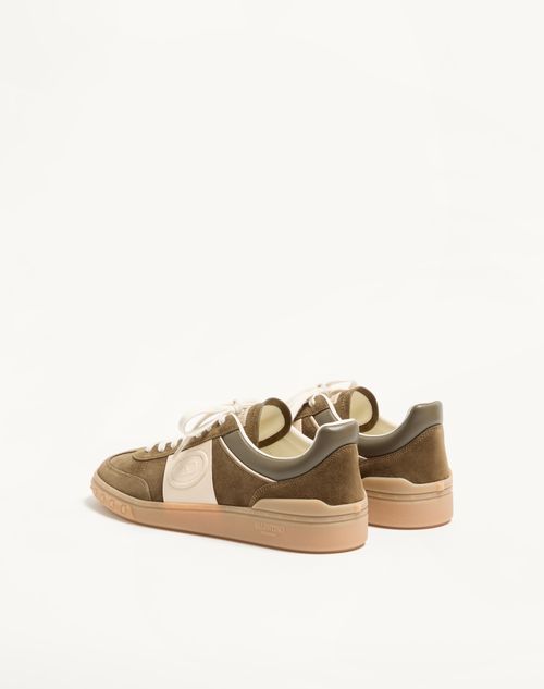 Valentino Garavani - Upvillage Low Top Trainer In Split Leather And Calfskin Nappa Leather - Military Green/ivory - Man - Sneakers