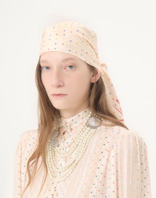 Valentino Garavani - Multicolor Starry Silk Scarf - Vanilla/orange - Woman - Soft Accessories