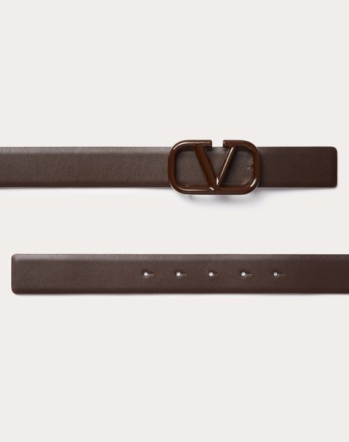 Vlogo Signature Belt In Shiny Calfskin 30mm for Woman in Fondant