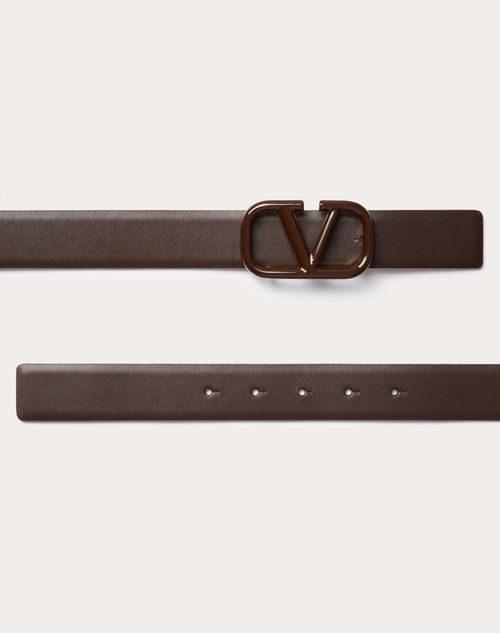 Reversible Vlogo Signature Belt In Glossy Calfskin 30 Mm for Woman in  Saddle Brown/black