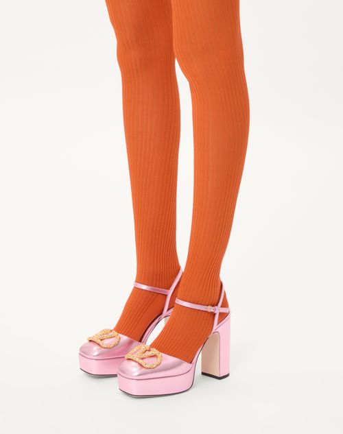 Valentino Garavani - Vlogo Signature Platform Pump In Laminated Nappa 115mm - Giacinto/violet - Woman - Woman Shoes Sale