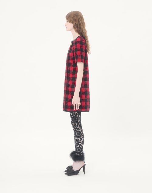 Valentino - Short Dress In Damier Tweed - Paris/black - Woman - Dresses