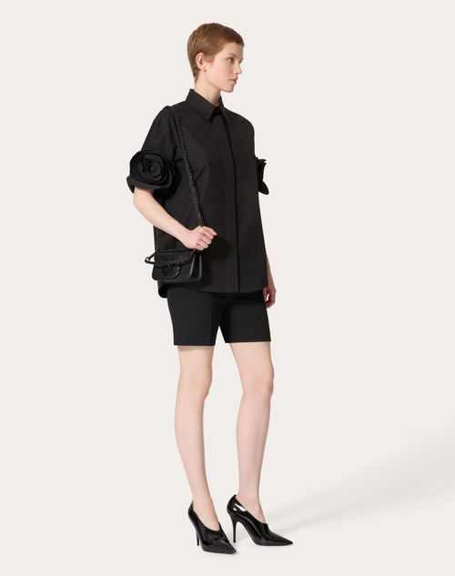 Valentino - Compact Popeline Blouse - Black - Woman - Shirts And Tops