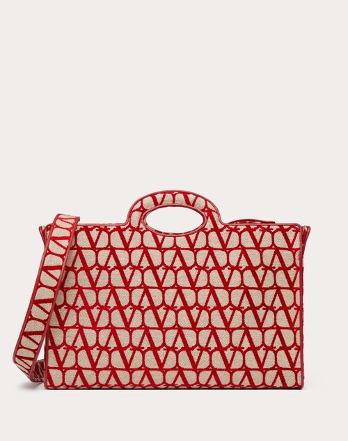 Valentino Garavani - ル トロワジエム トワル イコノグラフ ショッピングバッグ - ベージュ/レッド - 女性 - Bags Toile Iconographe