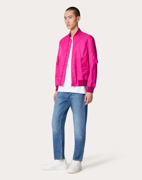 Valentino - Bomber In Nylon - Pink Pp - Uomo - Giacche E Piumini