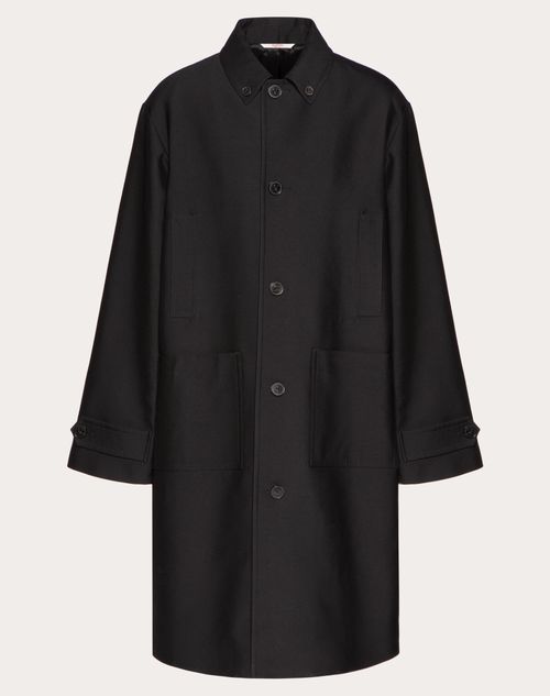 Valentino - Single-breasted Wool And Cotton Coat - Black - Man - Man Ready To Wear Sale