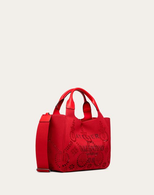 Valentino Garavani - Medium Valentino Garavani 08 San Gallo Edition Atelier Tote Bag In Canvas - Rosso Valentino - Woman - Woman Bags & Accessories Sale