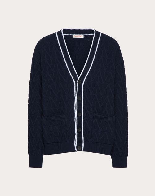 Valentino - Toile Iconographe Pattern Cotton Cardigan - Navy/ivory - Man - Knitwear
