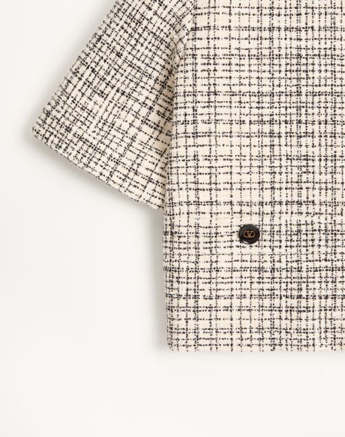 Valentino - Square Tweed Jacket - Vanilla/black - Woman - Jackets And Blazers