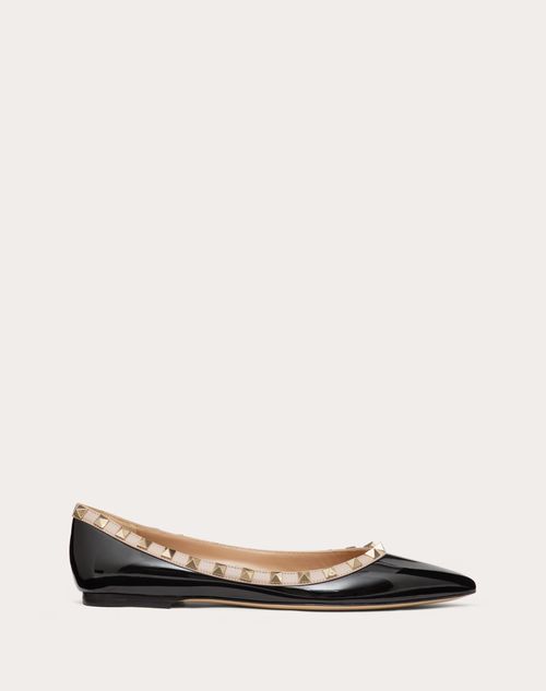 Patent Ballet Flat for Woman in Black/poudre | Valentino US