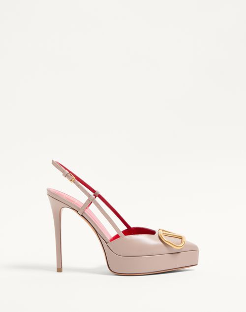 Valentino Garavani - Vlogo Signature Calfskin Slingback Platform Pump 120mm - Poudre - Woman - Pumps