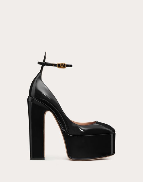 Valentino Garavani Women's Tan-Go Platform Pump in Patent Leather 155mm - Black - Pumps - 40