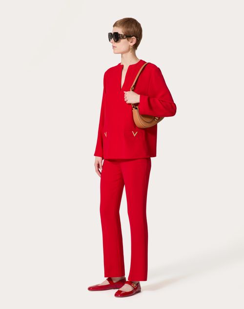 Valentino - Top En Cady Couture - Rouge - Femme - Chemises Et Tops