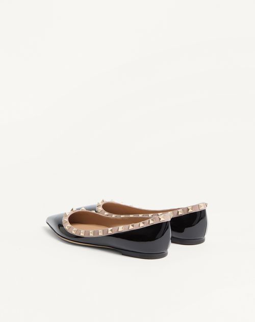 Valentino Garavani - Patent Rockstud Ballet Flat - Black/poudre - Woman - Ballerinas