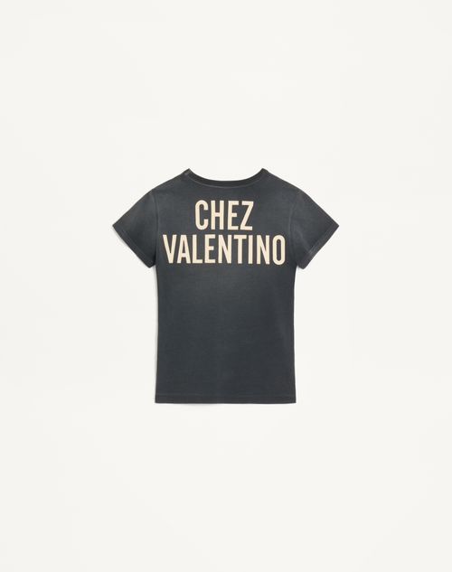 Valentino - T-shirt In Cotone Stampato - Nero/betulla - Donna - T-shirts E Felpe