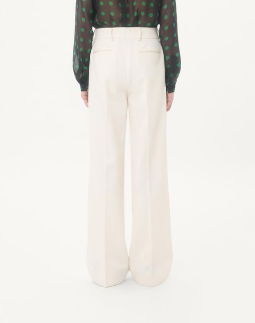 Valentino - Valentino Wool Grisaille Trousers - Latte - Man - Trousers And Shorts
