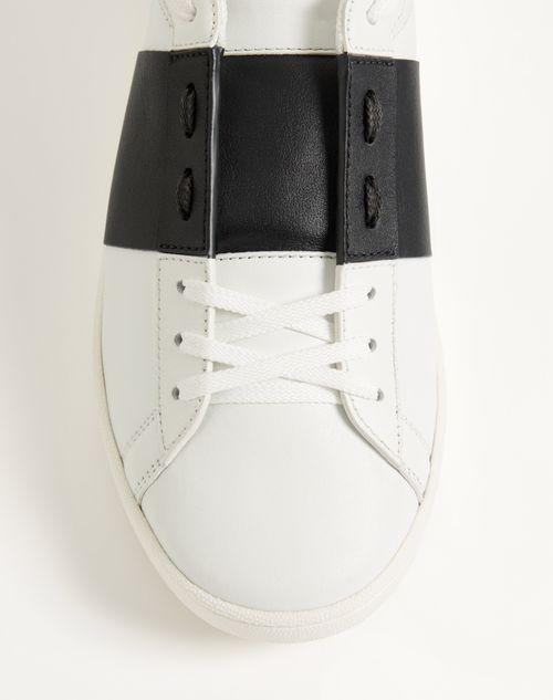 Valentino Garavani - Open Royco Sneaker In Nappa Calfskin - White/ Black - Man - Sneakers