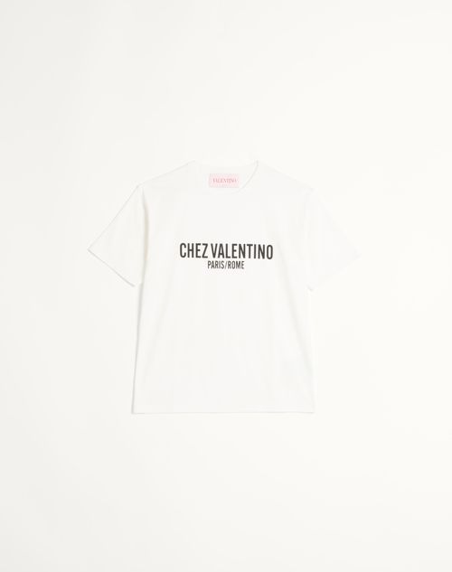 Valentino - Cotton T-shirt With Chez Valentino Print - Ivory - Man - Ready To Wear