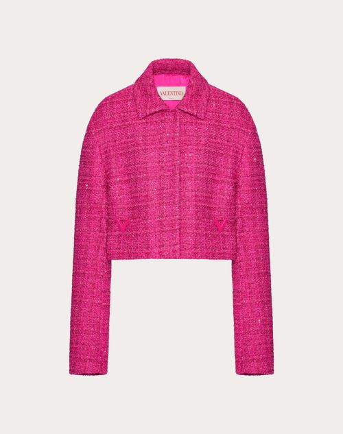 Glaze Tweed Light Jacket for Woman in Pink Pp | Valentino US