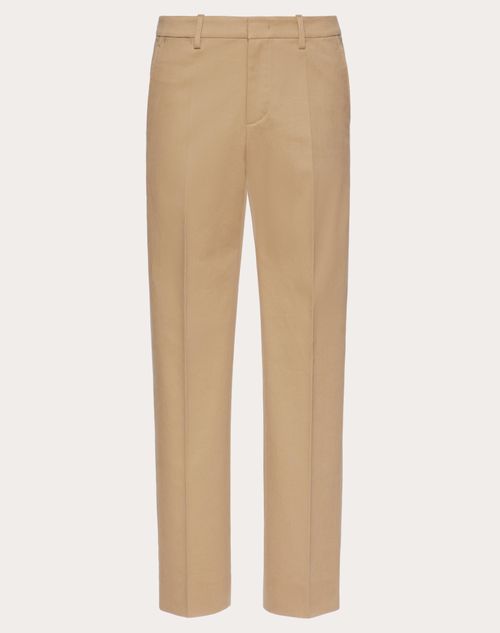 Valentino - Pantalon En Gabardine De Coton - Beige - Homme - Shorts Et Pantalons