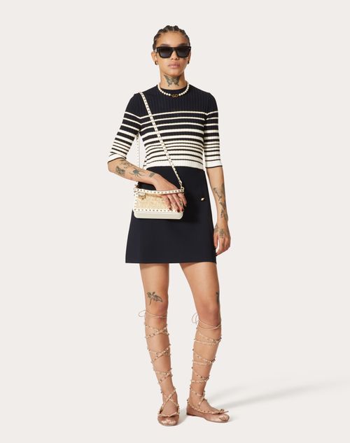 Valentino Garavani - Small Rockstud Shoulder Bag In Bouclé Raffia - Ivory/gold - Woman - Shoulder Bags