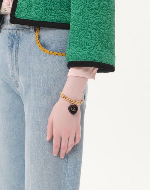 Valentino Garavani - Coeur Royal Metal And Enamel Bracelet - Gold/black - Woman - Jewelry