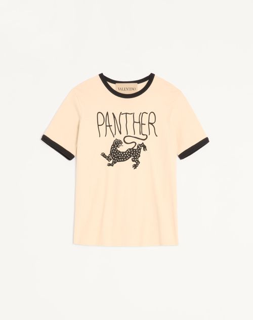 Valentino - Valentino Cotton T-shirt With Panther Print - Butter/black - Man - T-shirts And Sweatshirts