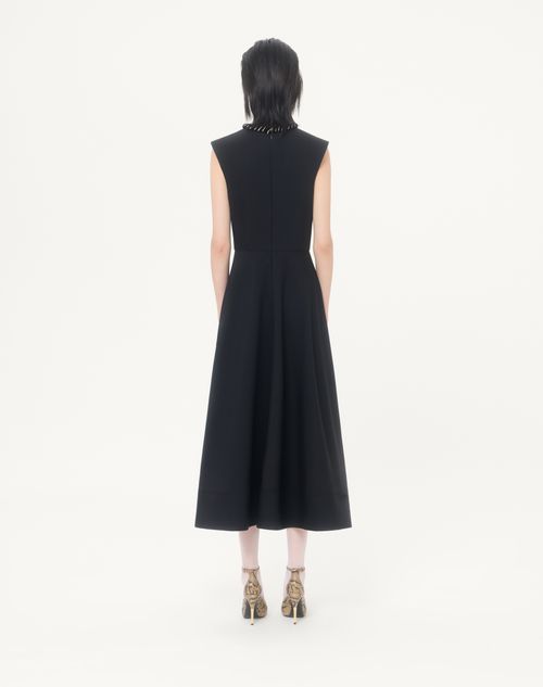 Valentino - Valentino Midi Dress In Embroidered Crepe Couture - Black/silver - Woman - Dresses