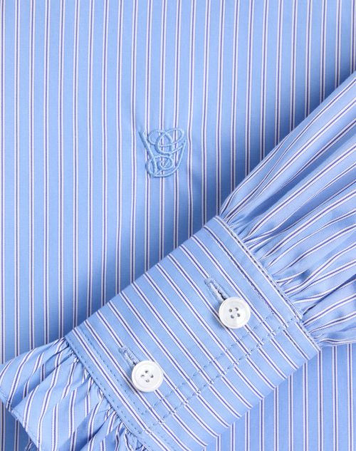 Valentino - Classic Stripe Popeline Shirt - Iris Liliac - Woman - Shirts And Tops