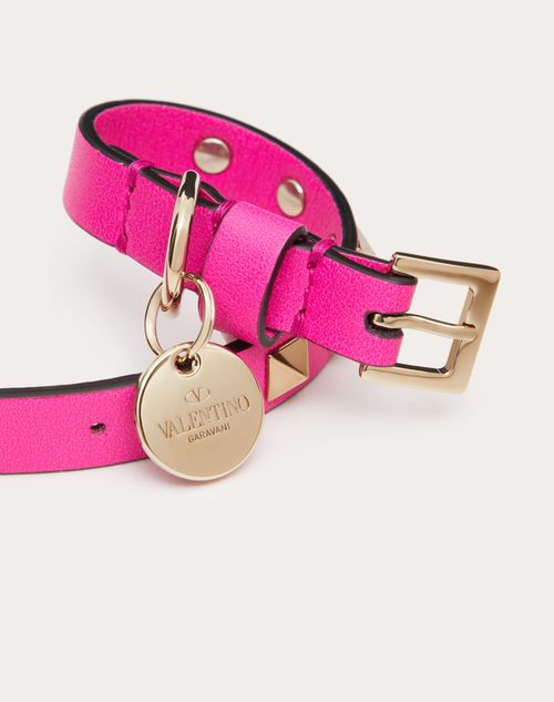 Valentino Garavani - Valentino Garavani Rockstud Pet Collar 12 Mm - Sheer Fuchsia - Woman - Pet Accessories