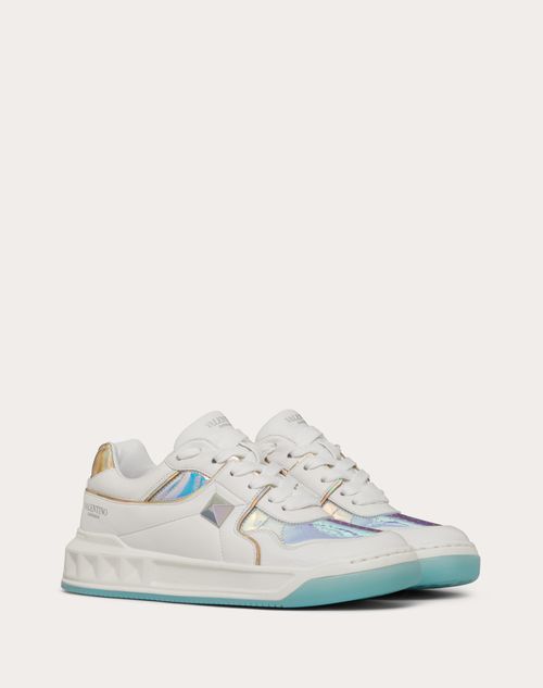 Valentino Garavani - One Stud Low Top Sneaker In Nappa Leather With Iridescent Details - White - Woman - Sneakers