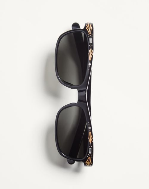 Valentino - Rechteckige Acetatfassungen - Schwarz/grau - Unisex - Sonnenbrillen