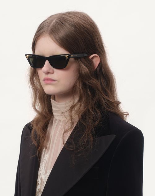 Valentino - Marco Estilo Ojo De Gato De Acetato - Negro/verde - Mujer - Akony Eyewear - Accessories
