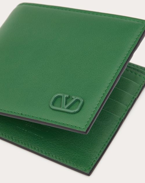 Valentino Garavani - Vlogo Signature Wallet - Green - Man - Man Bags & Accessories Sale