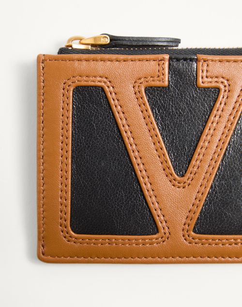 Valentino Garavani - Valentino Garavani Viva Superstar Nappa Leather Cardholder - Black/spice - Man - Wallets And Small Leather Goods