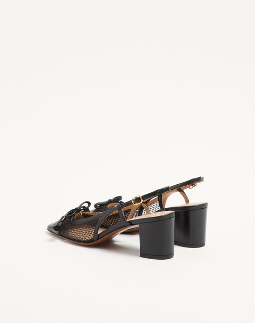 Valentino Garavani - Valet Du Roi Slingback Pump In Mesh And Kidskin 60mm - Black - Woman - Pumps