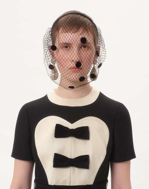 Valentino Garavani - Vlogo Signature Headband With Veil In Silk And Velvet - Black - Woman - Hair Accessories