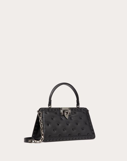 Valentino Garavani - Rockstud Padded Nappa Handbag - Black - Woman - Top Handle Bags