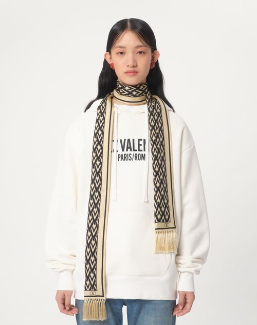 Valentino Garavani - 투트 라 브이 실크 방도 스카프 - 아이보리/블랙 - 여성 - Shelf - Soft Scarves