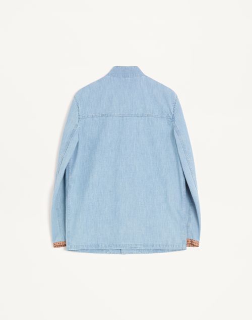 Valentino - Chaqueta Tipo Safari Valentino De Mezclilla Con Bordes Estampados - Denim - Hombre - Denim