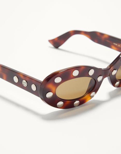 Valentino - Oval Acetate Glasses - Havana/brown - Woman - Akony Eyewear - Accessories