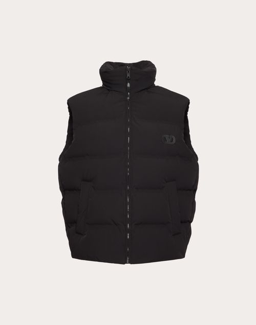 Valentino - Matte Nylon Hooded Waistcoat With Vlogo Signature Patch - Black - Man - Man Ready To Wear Sale