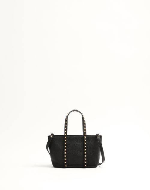 Valentino Garavani - Valentino Garavani Rockstud Small Shopping Bag In Grainy Calfskin - Black - Woman - Totes