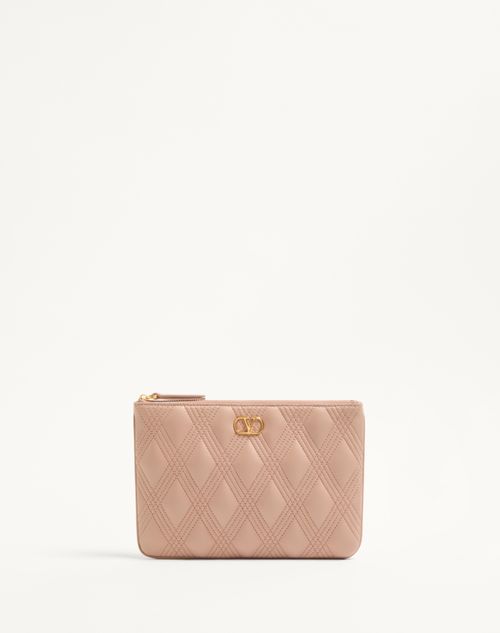 Valentino Garavani - Valentino Garavani Quiltie 67 Pouch In Quilted Nappa Leather - Rose Cannelle - Woman - Clutches