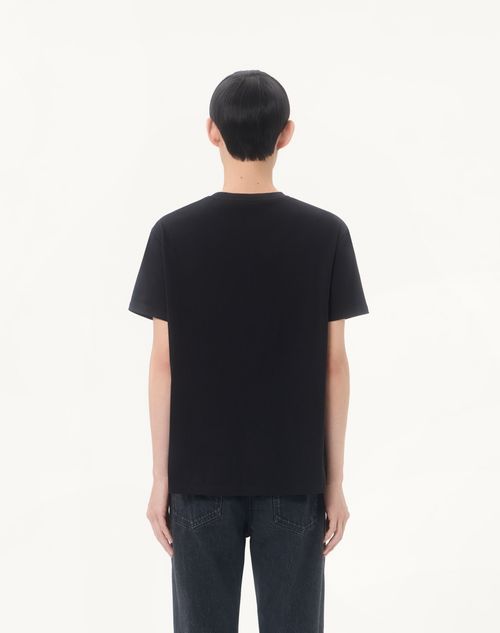 Valentino - Valentino Cotton T-shirt With Vlogo Embroidery - Black - Man - T-shirts And Sweatshirts