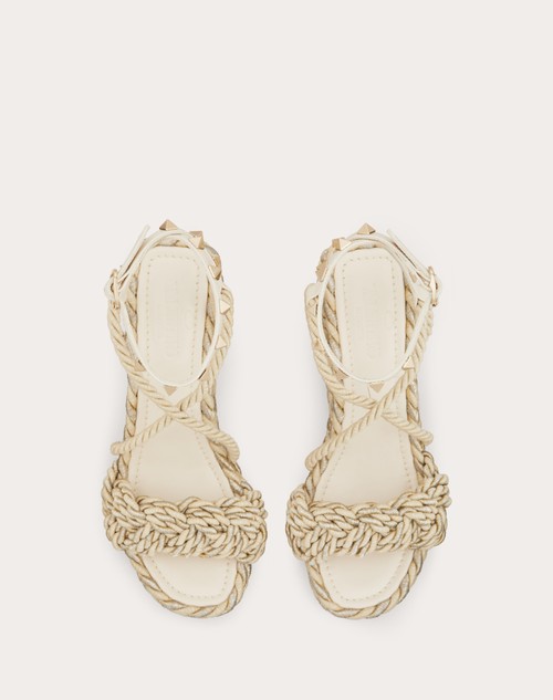 Valentino Garavani Beige Braided Rockstud Platform Sandals