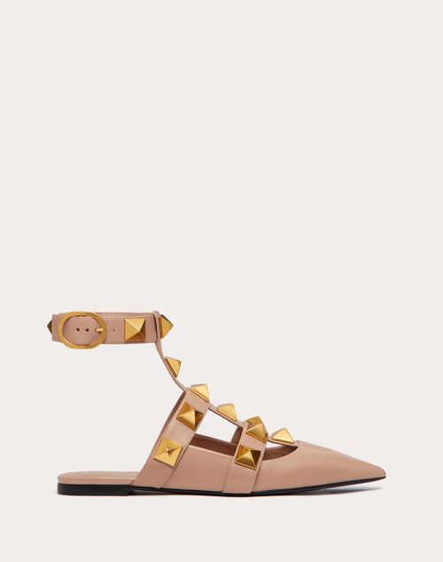 Valentino Garavani - Roman Stud Calfskin Ballet Flat - Rose Cannelle - Woman - Roman Stud Pumps/ballerinas - Shoes